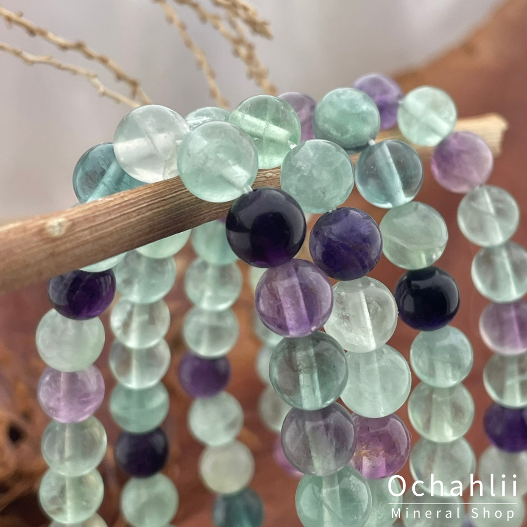 Fluorit grün-lila Armband 8mm