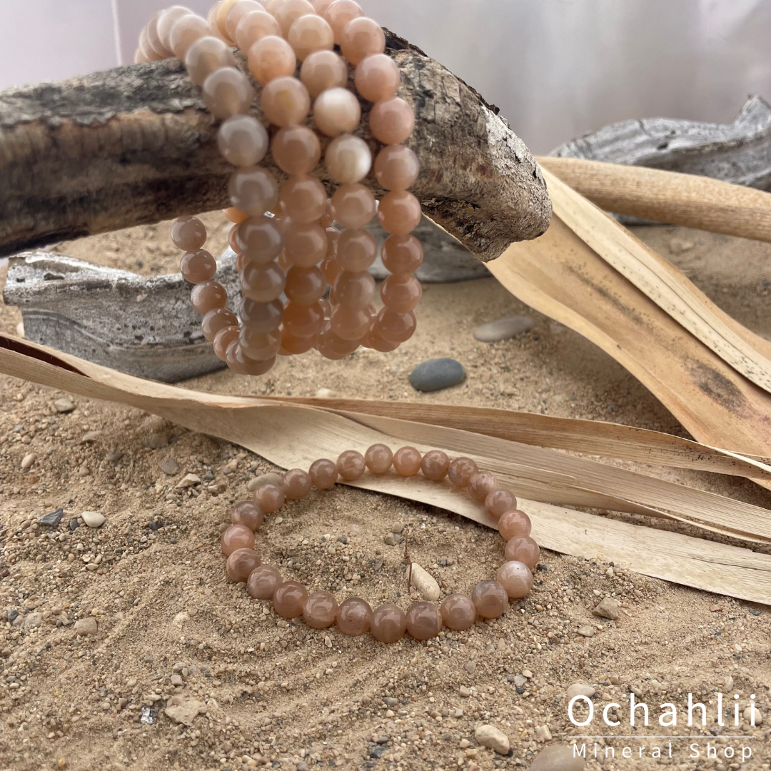 Maansteen zalm armband 8mm