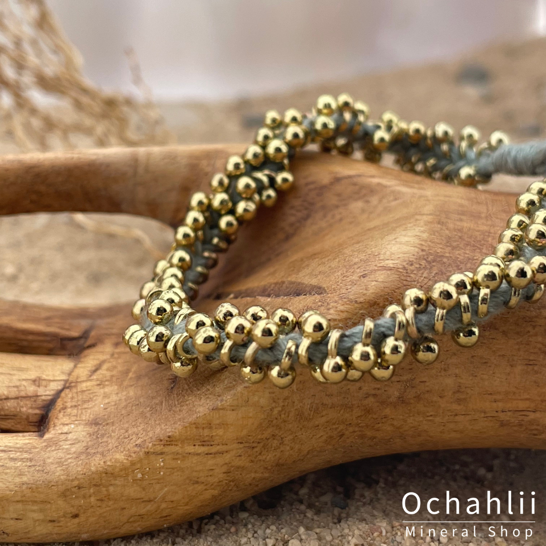 Etnische armband goudkleurig/aqua blauw