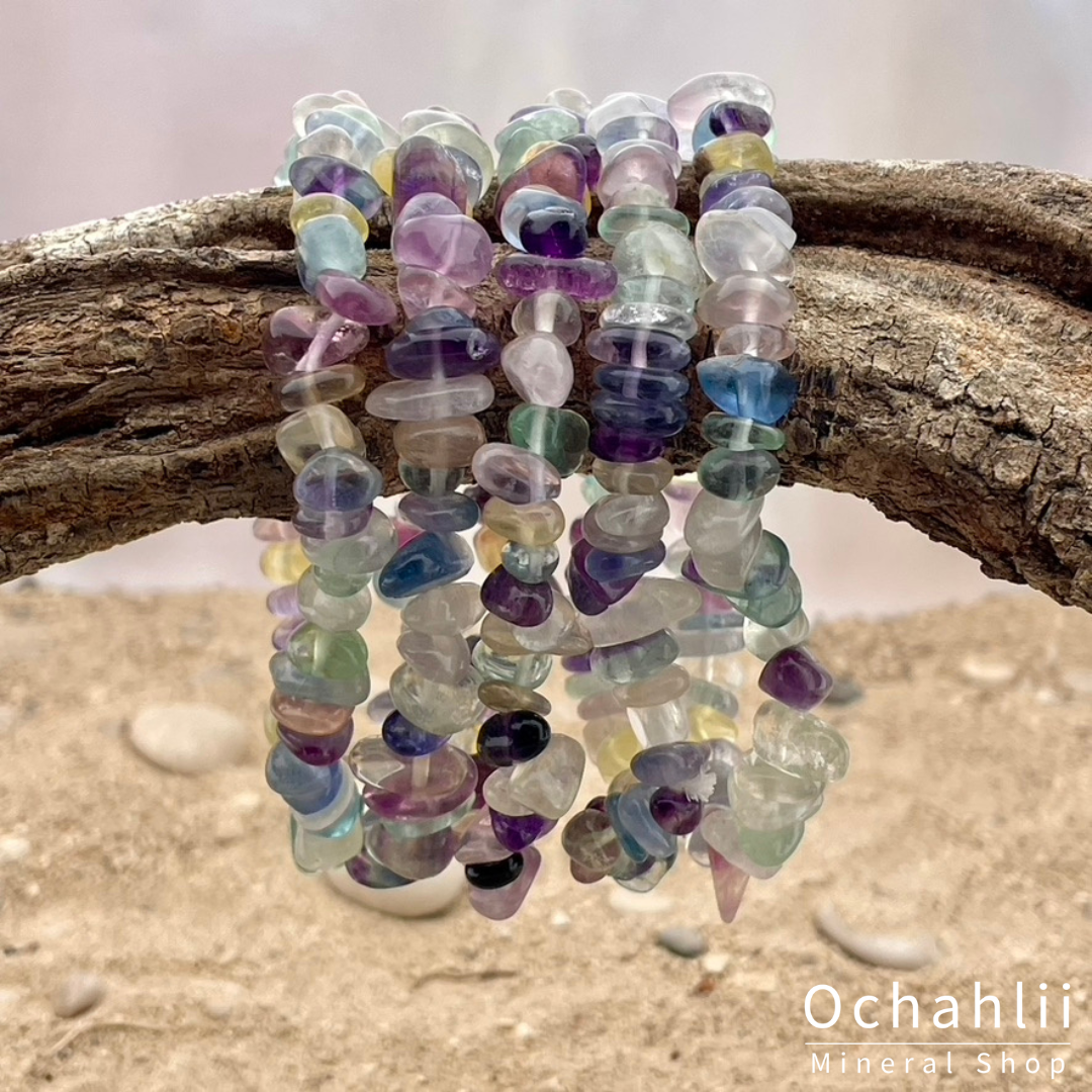 Bracelet fendu arc-en-ciel fluorite