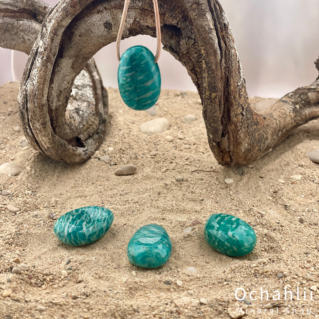 Amazonite pierced pendant