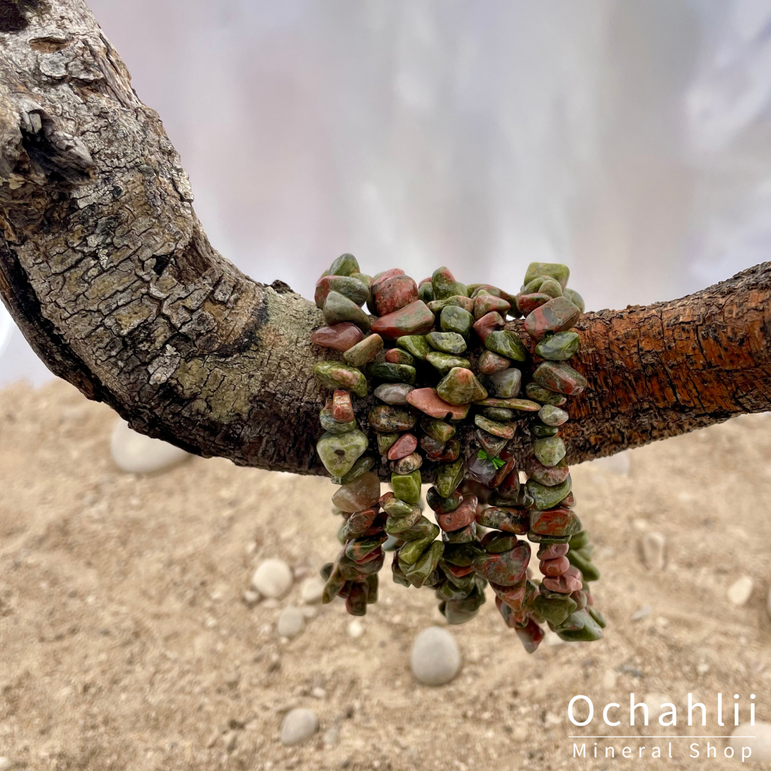 Bracelet fendu Unakite-Epidote