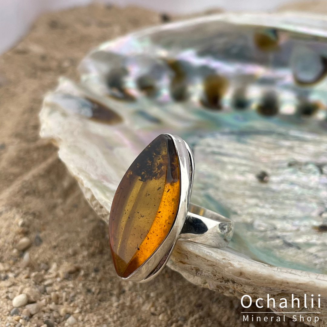 Barnsteen zilveren ring maat 55