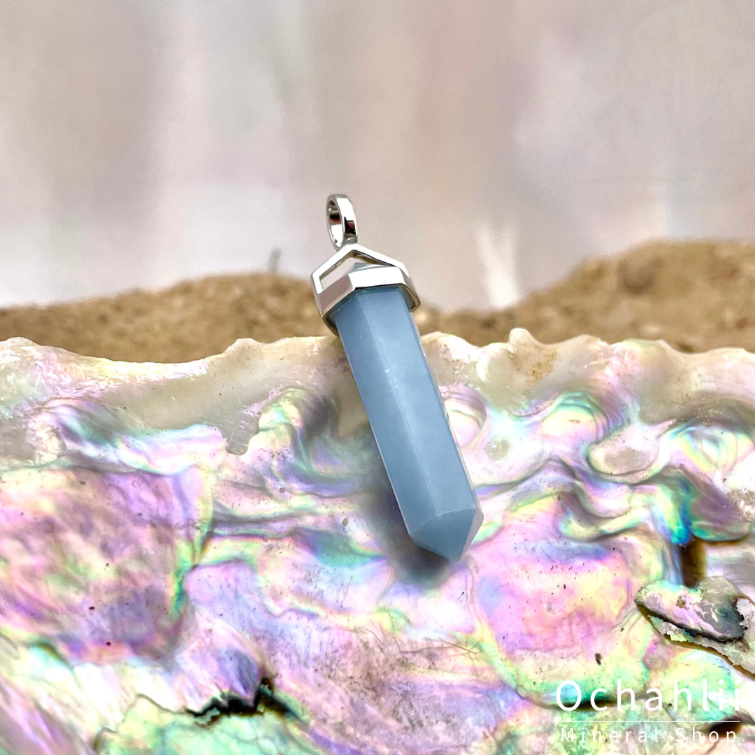 Angelite silver pendant