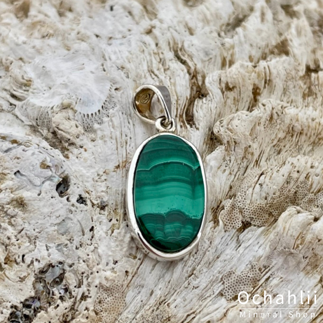 Malachite silver pendant