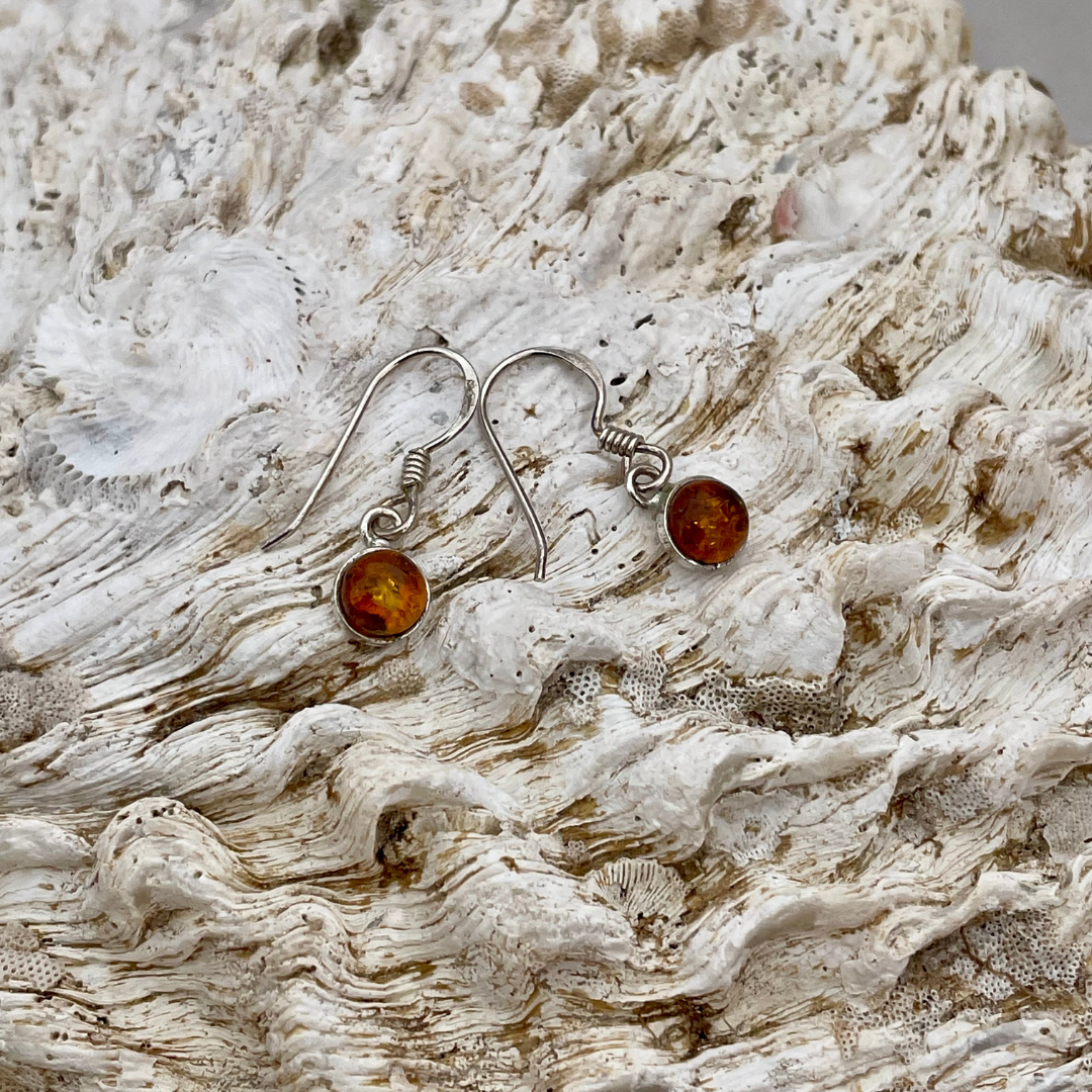 Barnsteen (Amber) zilveren oorhangers
