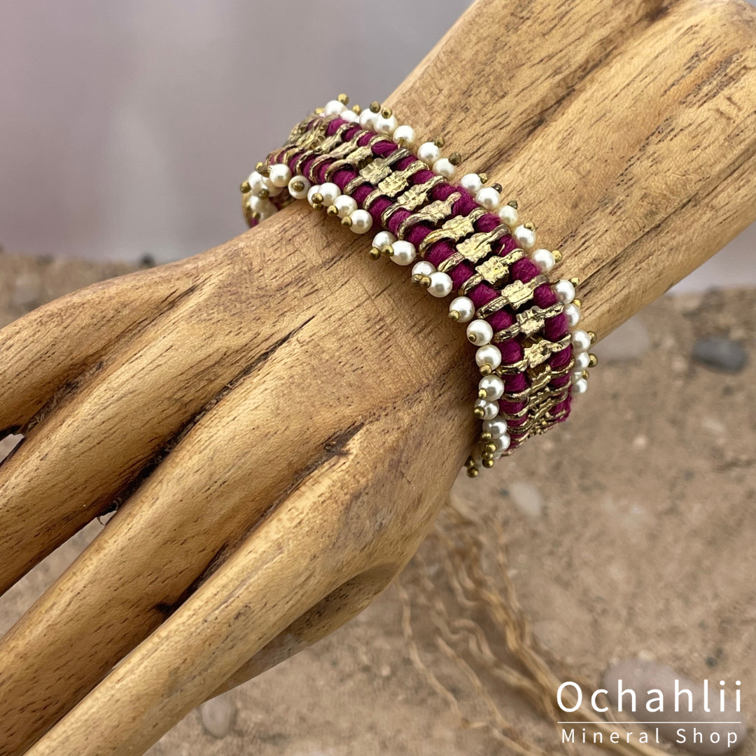 Etnische armband goudkleurig/roos