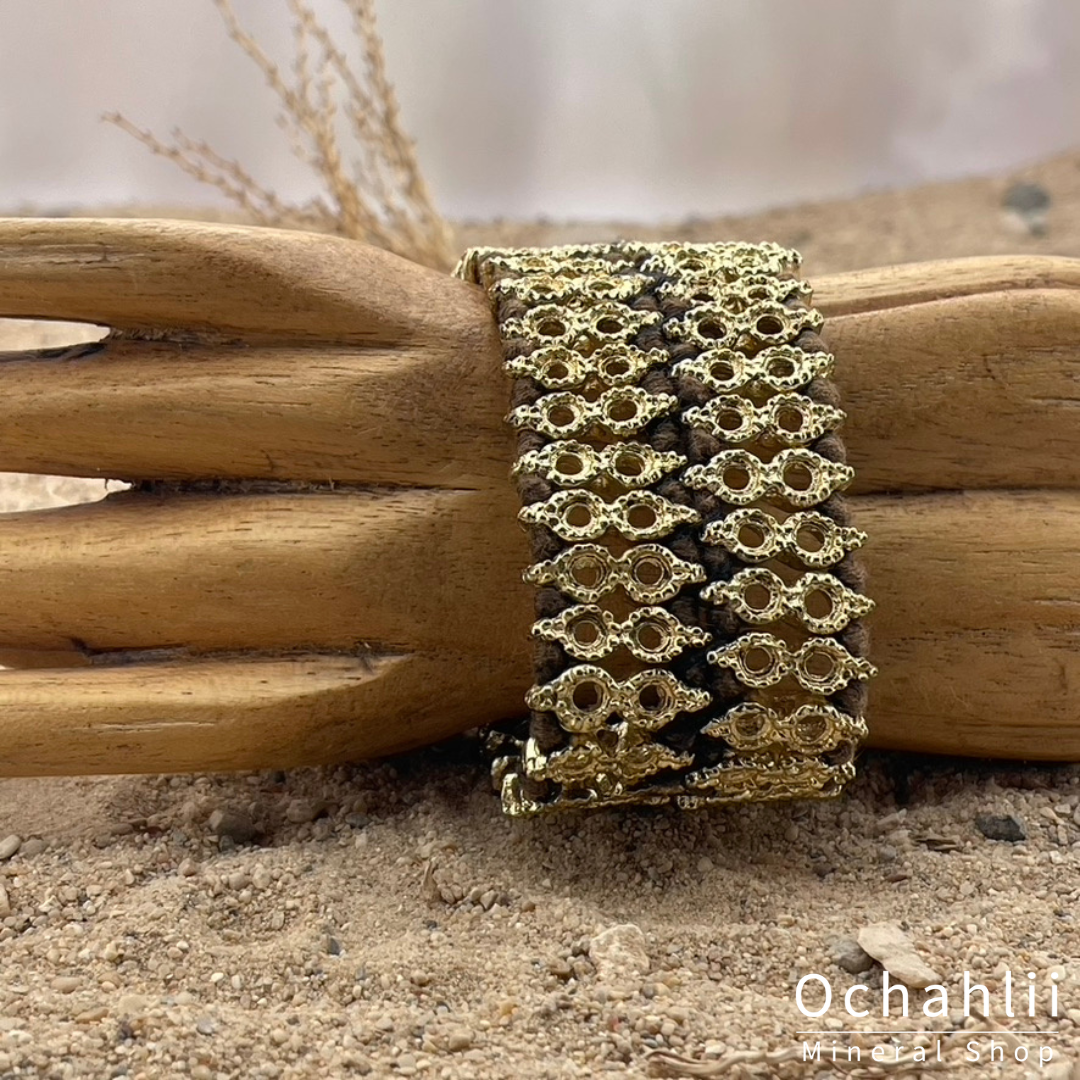 Etnische armband goudkleurig/bruin