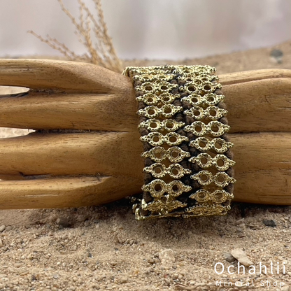 Etnische armband goudkleurig/bruin