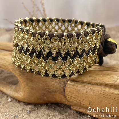 Etnische armband goudkleurig/bruin