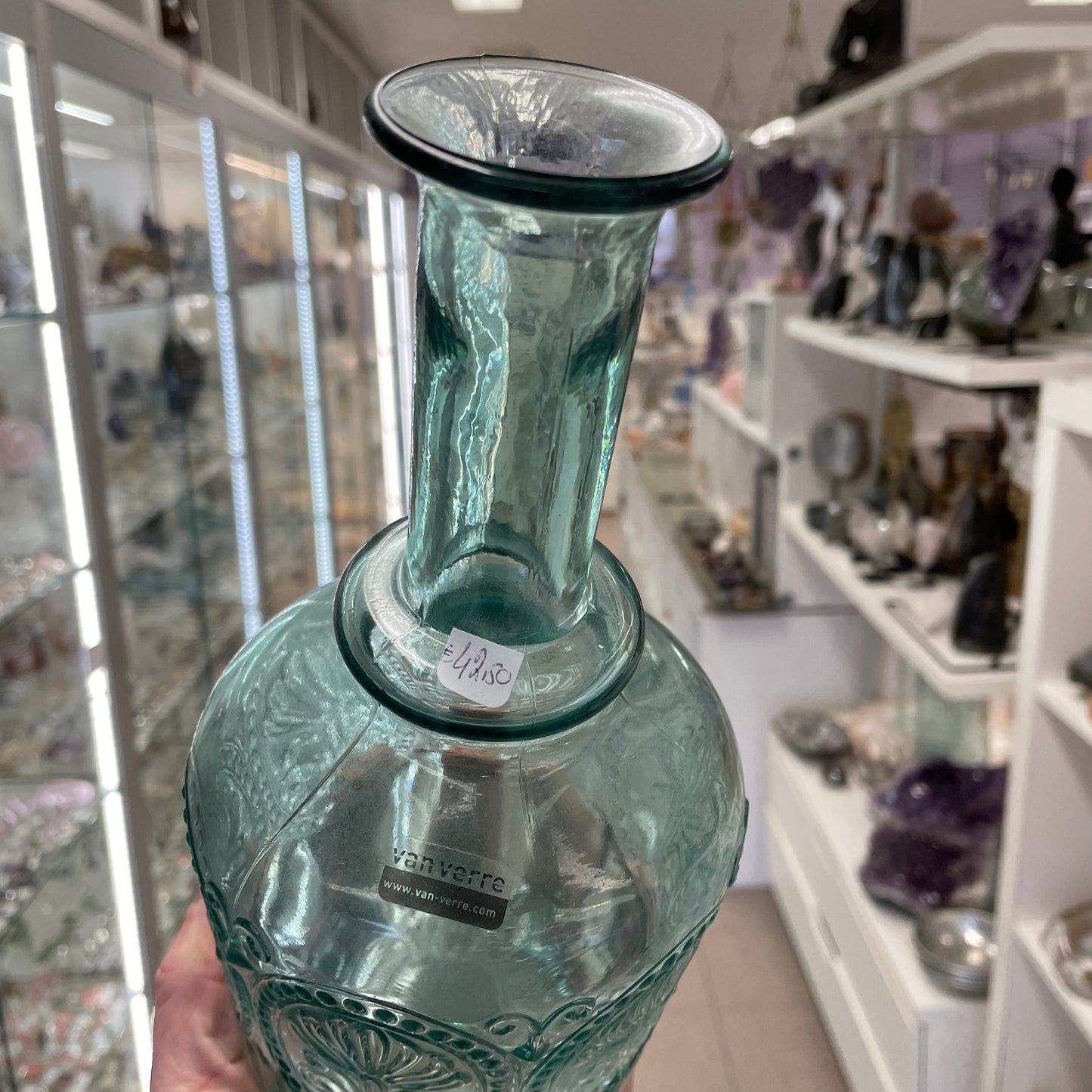 PROMO Fles uit gerecycleerd glas van Spanje hoogte 24cm