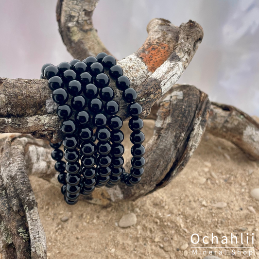 Obsidiaan zwart armband 8mm