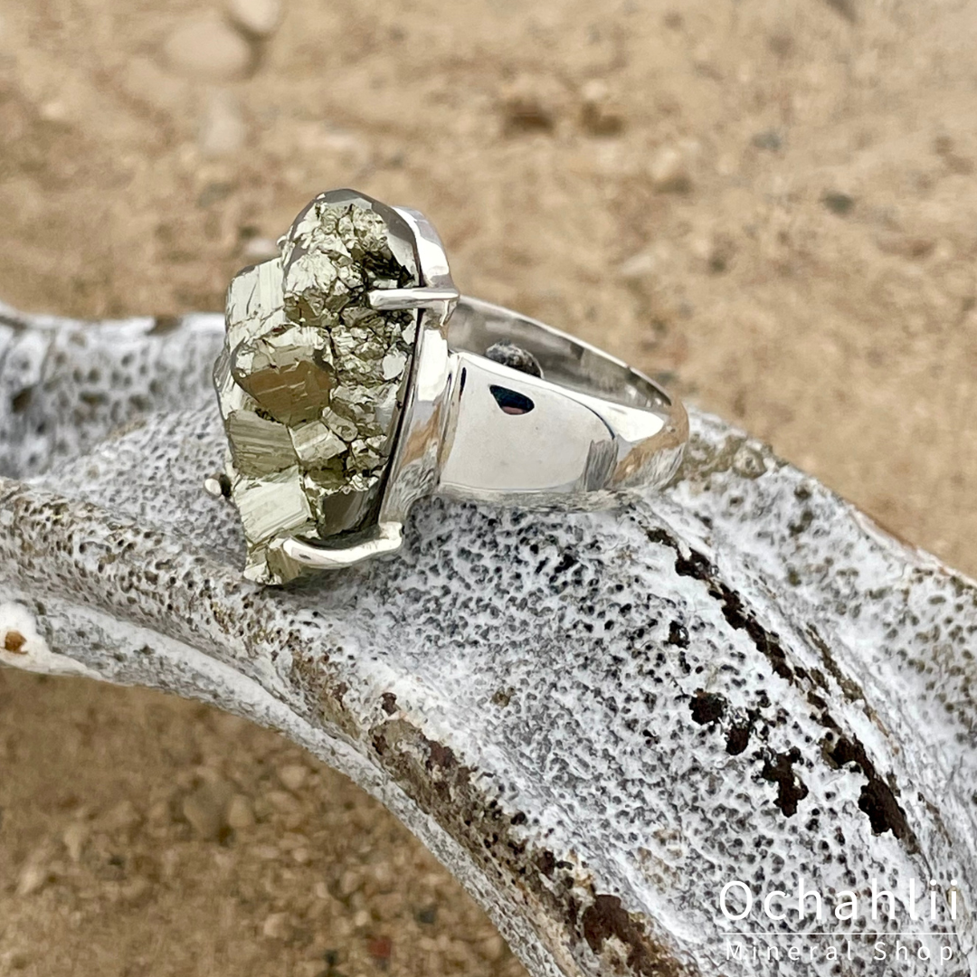Bague en argent pyrite taille 57
